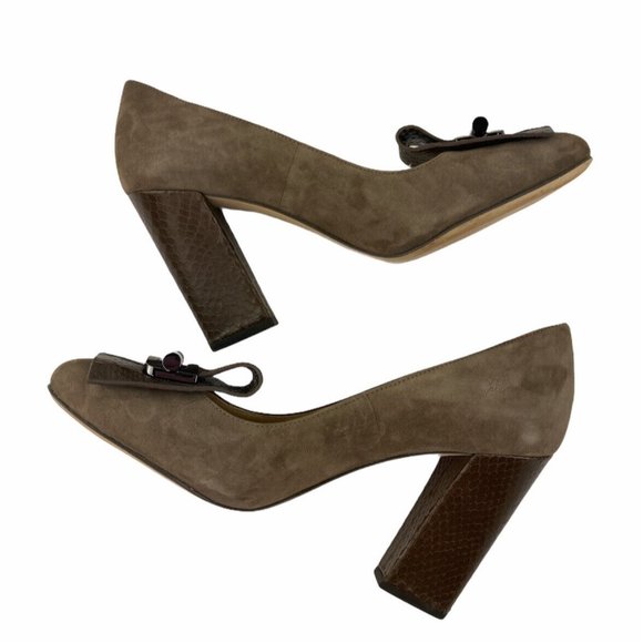 *MICHAEL Michael Kors Gloria Kiltie Suede Leather Pumps Womens 7M Brown Career - Picture 4 of 8